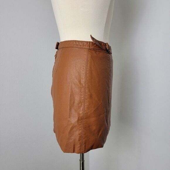 🍁 Free People Brown Midnight Magic Faux Leather Mini Skirt Size 6 - Picture 5 of 13